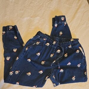 Disney Denim Character Print Jogger Pants Womens L